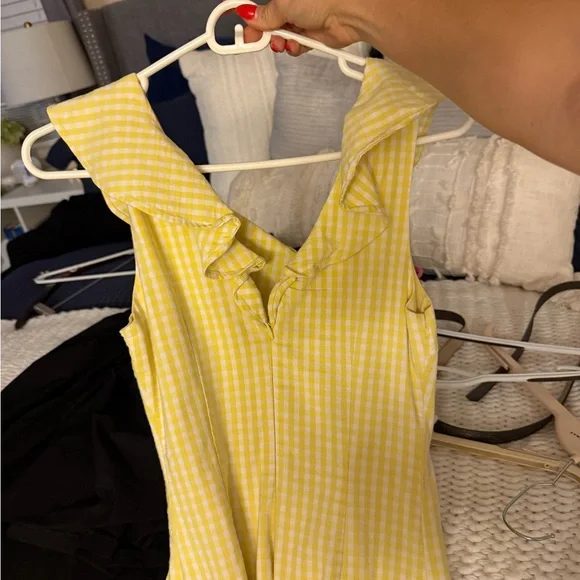 Jonathan Simkhai Yellow Ruffled Gingham Dress - Picture 4 of 5